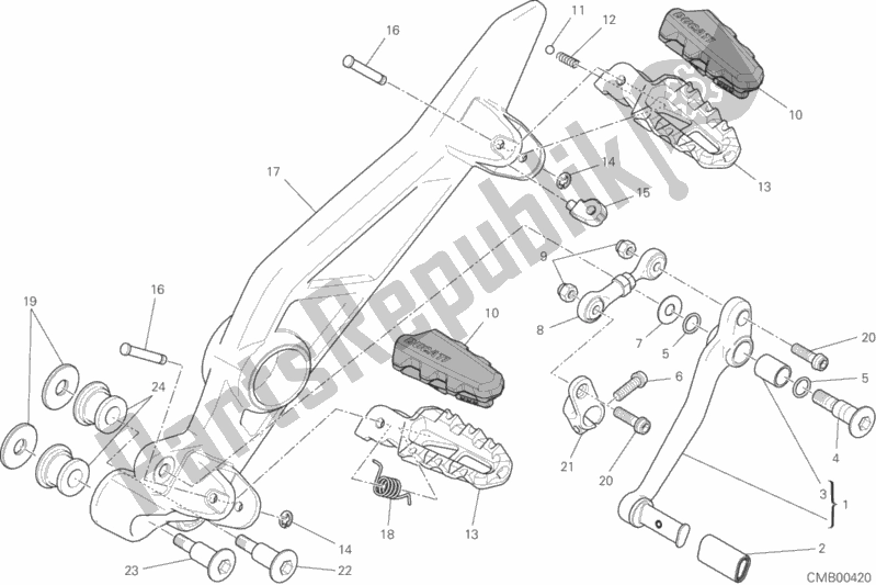 All parts for the Footrests, Left of the Ducati Hypermotard Hyperstrada 939 2016